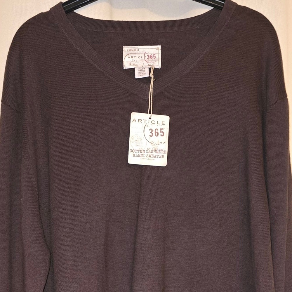 Article 365 Men's V-Neck Cotton Cashmere Blend Sweater - XL Extra Large‎